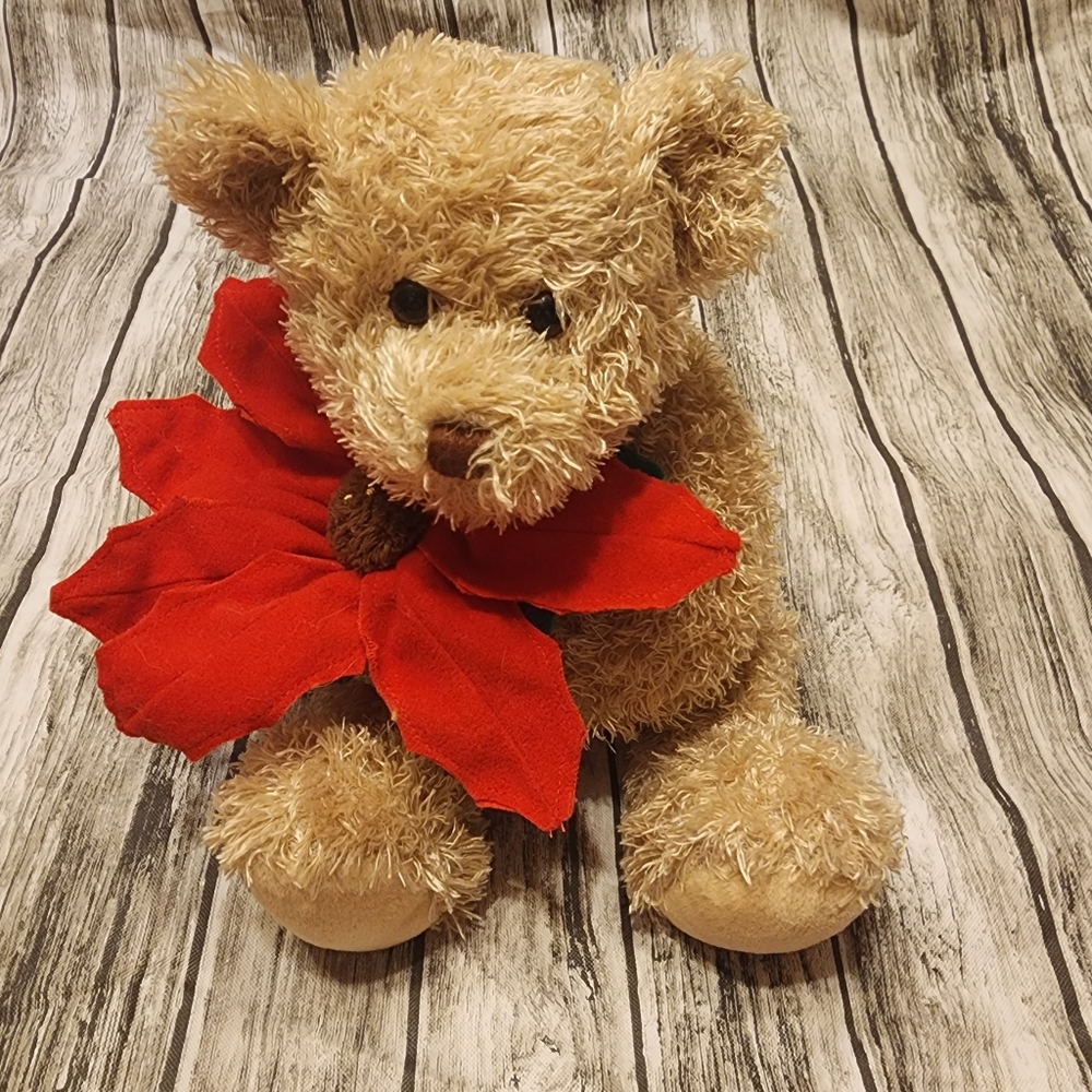 Ty Beanie Buddies 2005 Holiday Teddy Bear Plush Poinsettia Stuffed Animal